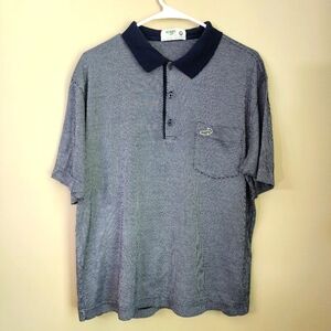 Cartflo Crocodile Size L Men's Navy Polo Shirt 100% cotton Navy Blue White